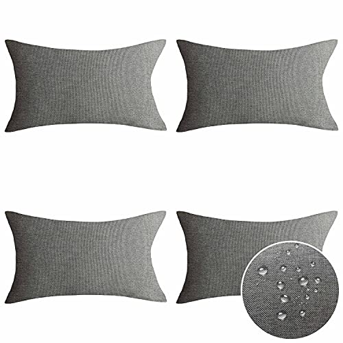 Outdoor Waterproof Linen Throw Pillows, 4 Pieces