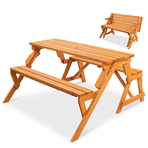 Outdoor Wooden Picnic Table & Bench Combo