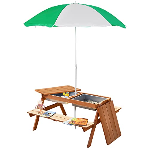 Outsunny Kids Picnic Table with Umbrella