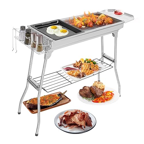 Outvita Foldable Stainless Steel Portable BBQ Grill - Large Size