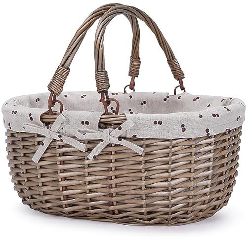 Oval Picnic Basket with Folding Handles
