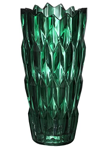 Parlamain Green Glass Vase, Large Decorative Flower Vase
