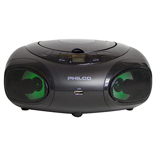 Philco Portable Bluetooth Boombox with CD Player and Fun Lights