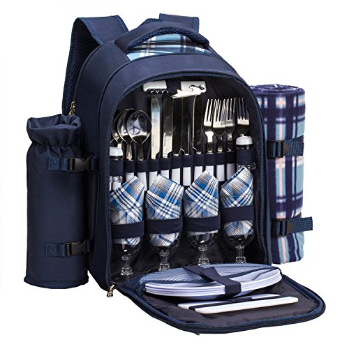 Picnic Backpack Set with Cooler Compartment