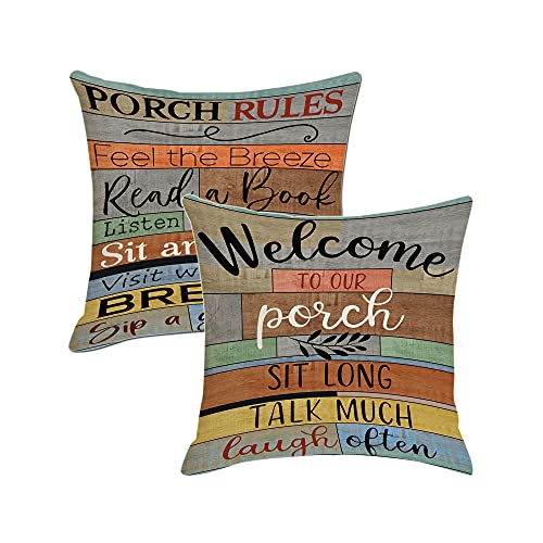 Porch Rules Farmhouse Pillow Covers