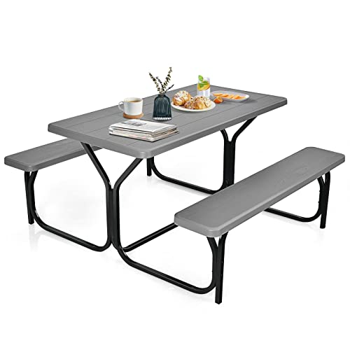 Portable Grey Picnic Table Set