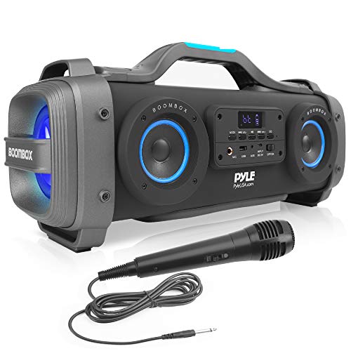 Pyle 800W Wireless Portable Bluetooth Speaker with DJ Lights - Black