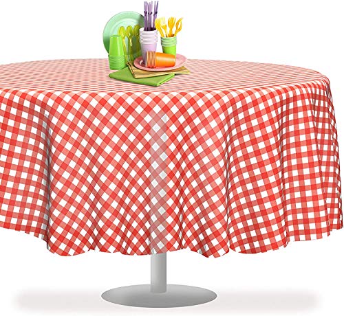 Red Gingham Disposable Plastic Tablecloth 12 Pack