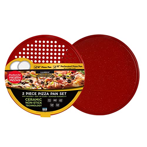Red Granite 12-Inch Pizza Pan Set