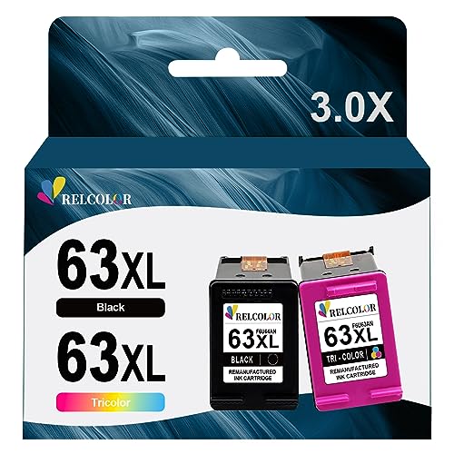 Relcolor HP 63XL Remanufactured Ink Cartridge 2-Pack