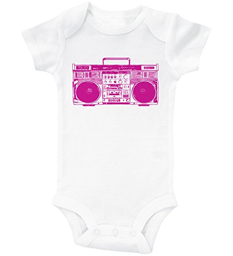 Retro Music Baby Onesie/Pink Boombox/Baby Bodysuit for Girls
