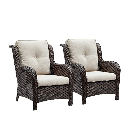 Rilyson Patio Chairs Set: Wicker Dining Chairs with High Back and Deep Seating