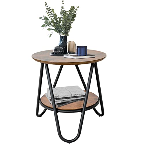 Rustic Brown 2 Tier Outdoor Side Table