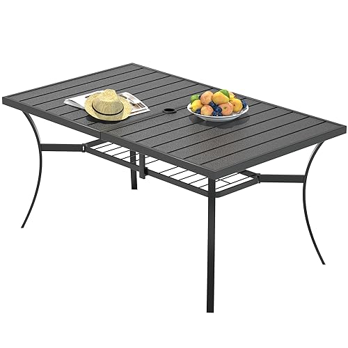 Black Rectangle Patio Metal Table 60" X 38" by SAILARY