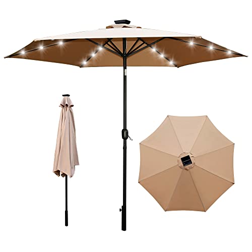 SereneLifeHome Patio Umbrella with Solar LED Lights