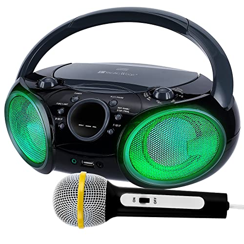 hPlay Portable Karaoke CD Player with Bluetooth and AM/FM Stereo Radio - Black