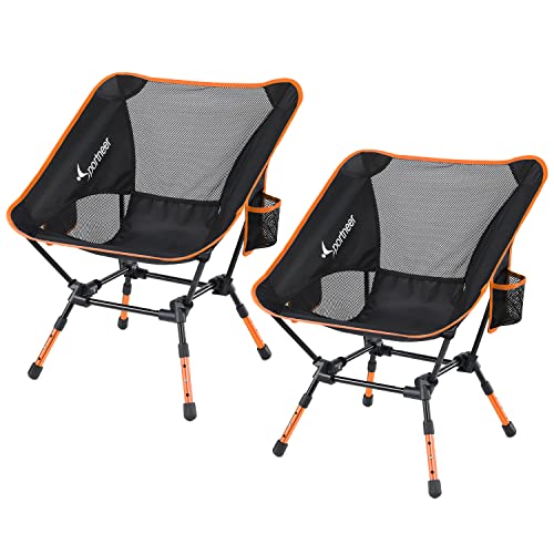 Sportneer Camping Chairs: Adjustable Height Beach Chair - Orange (2 Pack)
