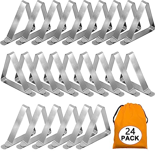 Stainless Steel Tablecloth Clips, 24 Pack - Outdoor Picnic Table Cover Holders