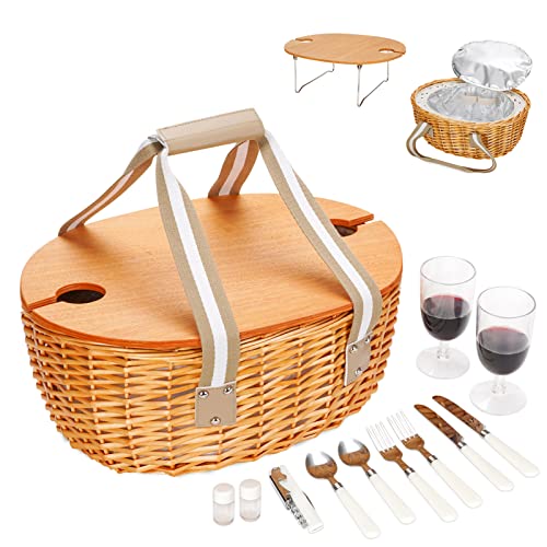 STBoo Wicker Picnic Basket for 2