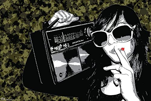 Urban Camo Girl with Boombox Graffiti Poster (24x36)