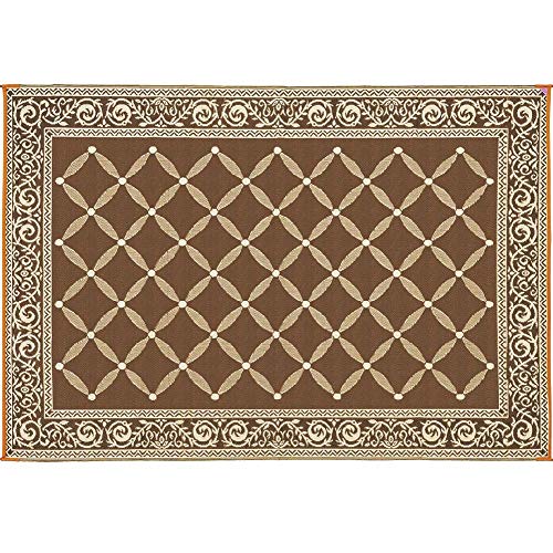 Stylish Camping 119127 9-feet by 12-feet Reversible Mat, Plastic Straw Rug, Large Floor Mat for Outdoors, RV, Patio, Backyard, Picnic, Camping (Brown/Beige)