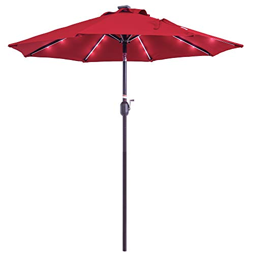 Sundale Outdoor 7ft Solar LED Patio Umbrella, Red