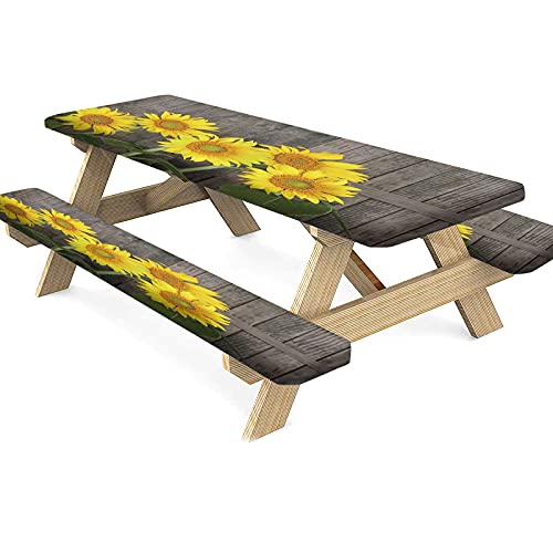Sunflowers Picnic Bench Fitted Table Cover