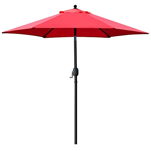 Sunnyglade 7.5' Patio Umbrella with Tilt/Crank, 6 Ribs (Red)
