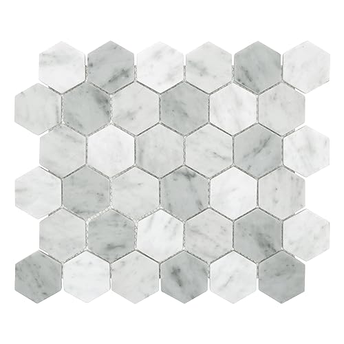 Sunwings Hexagon Shower Tile, Carrara White
