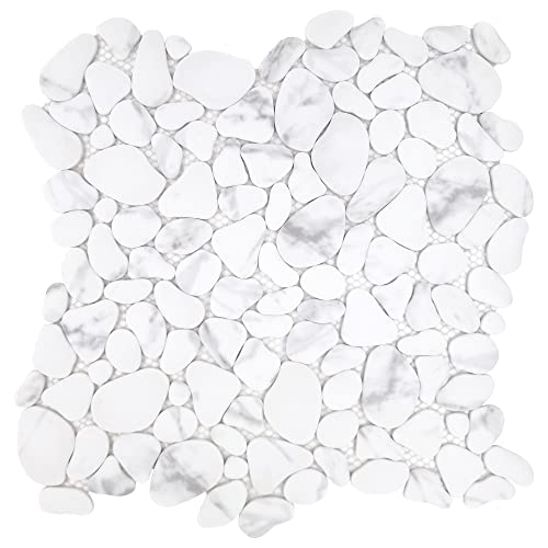 Sunwings Pebble Tile 10 Sheets, Carrara White