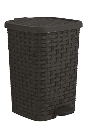 Superio Mini Trash Can with Foot Pedal - Wicker Brown
