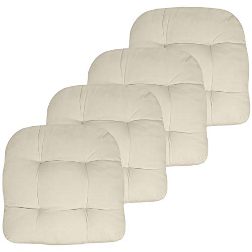Premium Comfort Outdoor Chair Pads, 4 Pack, Cream