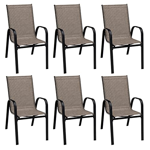 Tangkula 6-Piece Stackable Patio Chairs with Steel Frame