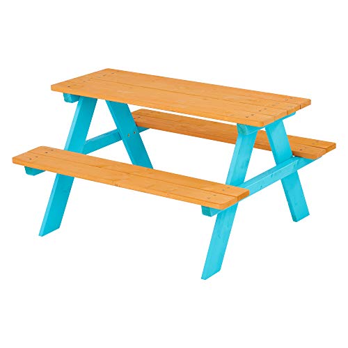 Teamson Kids Outdoor Wooden Picnic Table & Chair Set - Brown/Aqua