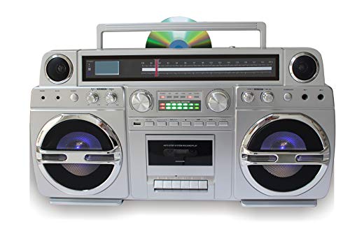 1980S-Style TechPlay Monster-Pro Boom Box CD/Cassette Player with Bluetooth