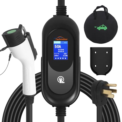 TopAutoGear Electric Vehicle Charger 50 Amp,Level 2 Portable EV Charging Station with 25 FT Cord Super Fast Car Charging Station, NEMA14-50, Compatible Indoor/Outdoor EVSE SAE J1772 (Black)