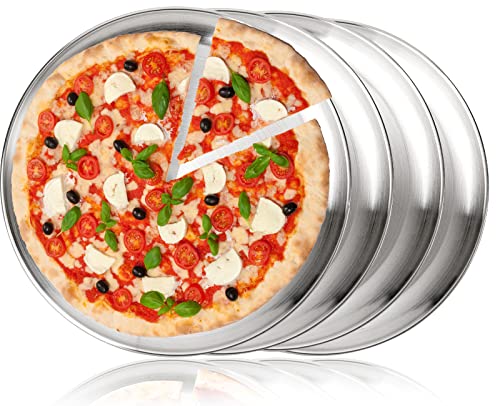 TOPZEA 4 Pack Stainless Steel 13-1/2 Inch Pizza Pan Set