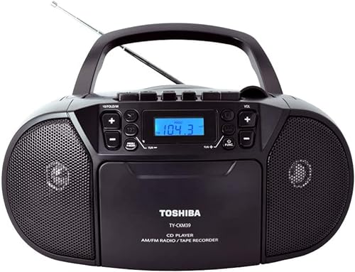 Toshiba Portable MP3 CD Cassette Boombox with Am/FM Stereo (Black)