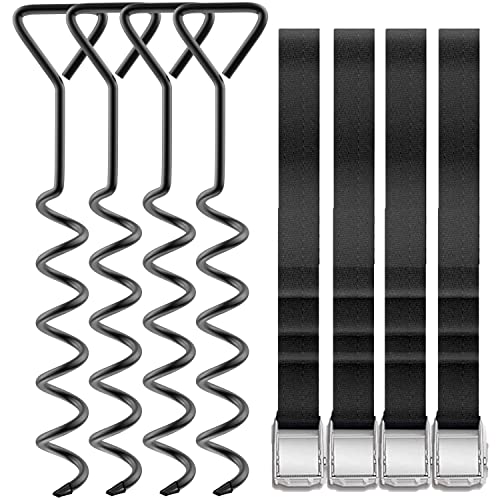 Trampoline High Wind Stakes, Galvanized Steel Anchors Kit (Set of 4)
