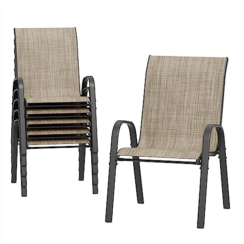 UDPATIO Set of 6 High-Density Outdoor Dining Chairs in Brown
