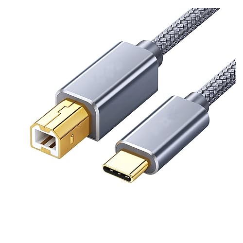 PriaRi Braided USB C to USB B 2.0 Printer Cable - 0.5m