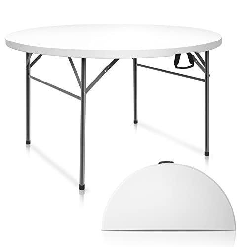 VINGLI 48" Round Bi-Folding Plastic Table - Portable and Commercial Quality