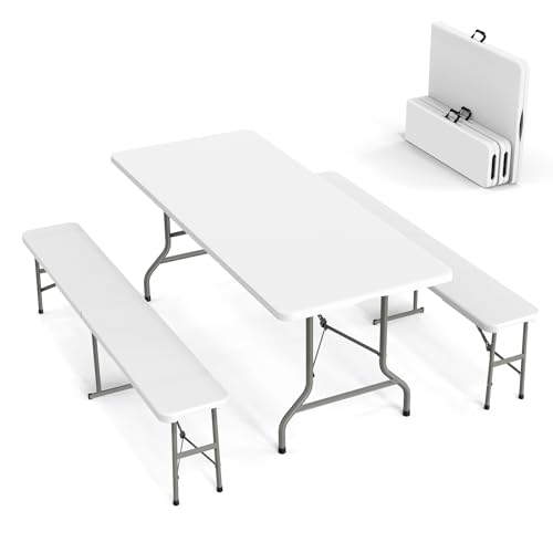 VINGLI Picnic 6ft Table Set with Benches