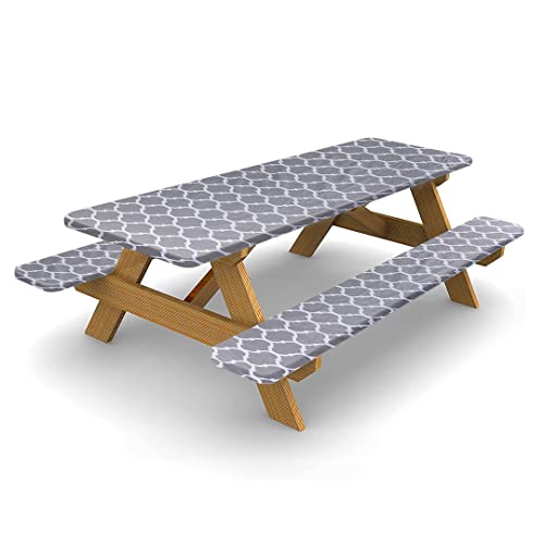 Vinyl Picnic Table Cover with Fitted Bench Covers