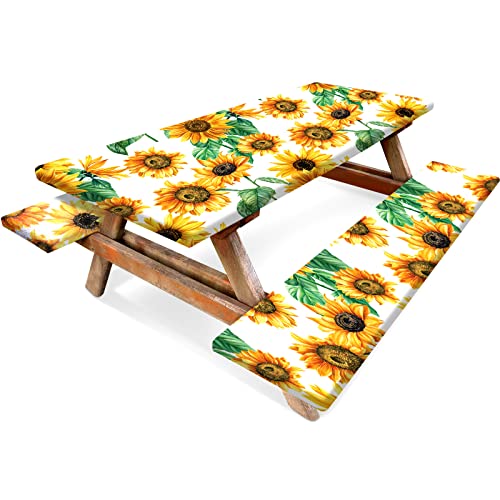 Vinyl Sunflower Picnic Table Cover Set