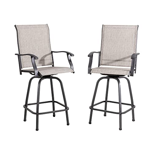 Vongrasig Patio Swivel Bar Chairs, Taupe