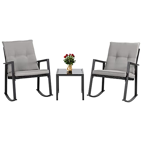 Walsunny 3-Piece Outdoor Wicker Patio Furniture Set (Dark Grey)