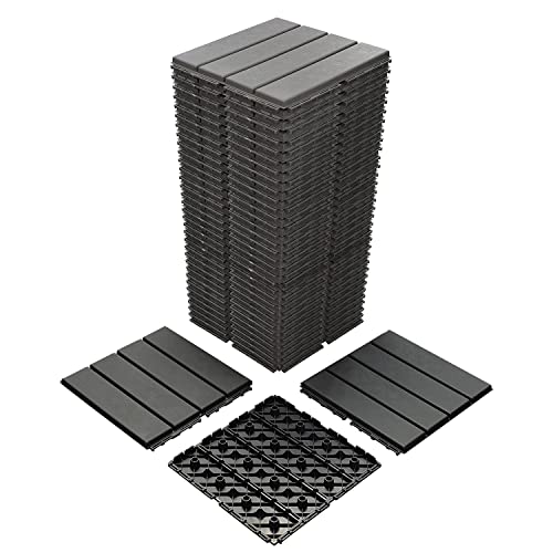 Waterproof Outdoor Flooring Tiles - 36 Pack, Dark Grey