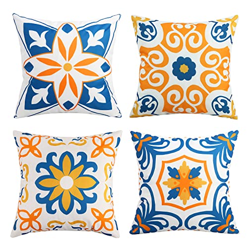 Waterproof Outdoor Floral Printed Pillow Covers Set