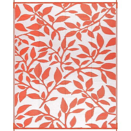 Waterproof Outdoor Patio Rug - Orange 8x10 ft